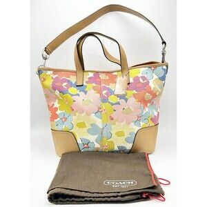 Coach Hadley Floral Print Duffle Tote Bag With Original Dust Cover Medium/Large